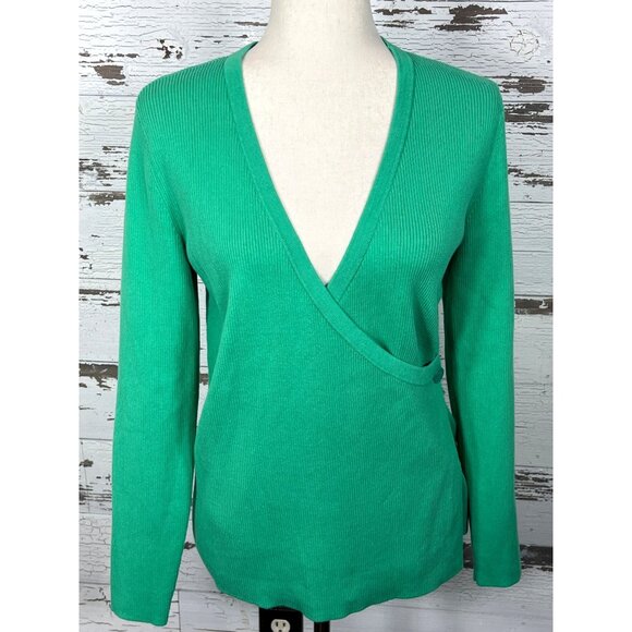 CABI Cocktail Cardigan Wrap Front V-Neck Spearmint Green Sz M #6244 EUC - Picture 2 of 6